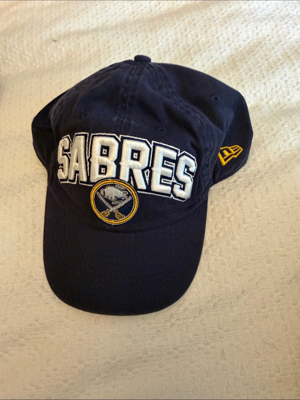 New Era Navy Buffalo Sabres Embroidered Logo Cap with Yellow Accent